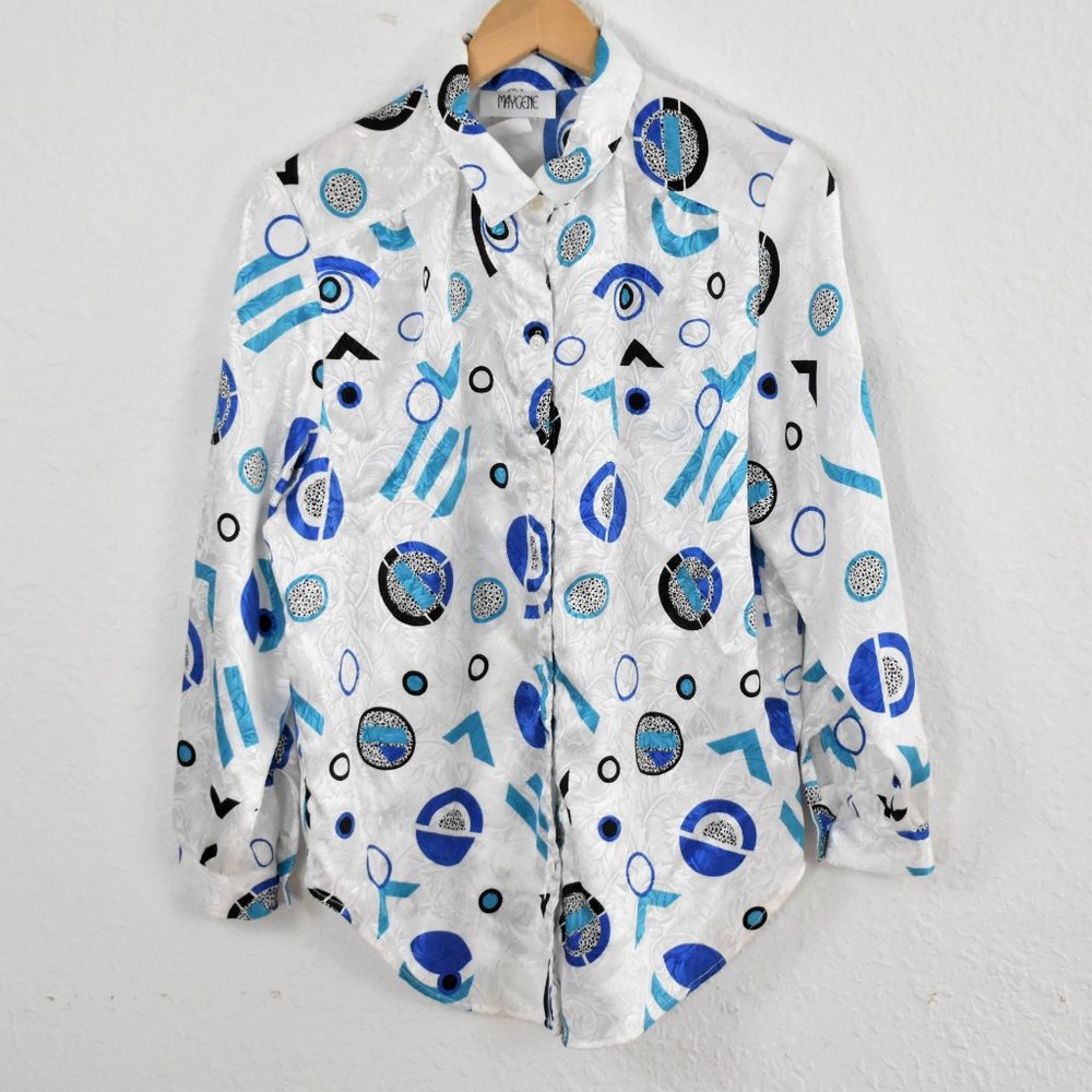 Vintage Maygene 80s Print Button Up Blouse